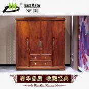 100%刺猬紫檀红木衣柜 新中式古典实木卧室柜