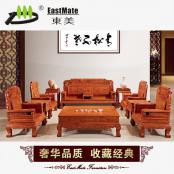 红木家具 新古典沙发 中式实木刺猬紫檀 大红酸枝沙发
